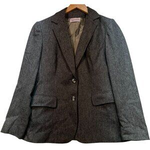 Evan-Picone Women's Preppy Office 2 Button Wool Blend Blazer Jacket Gray